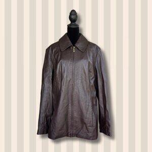 Secondhand LW brown collared leather jacket
